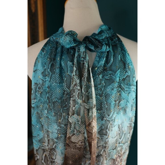 Monograph Y2K Style Snake Print Halter Ombre Sheer Top Glitter Mob Wife Size 2 - Picture 5 of 11